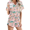 image:imageEkouaer Pajamas for Women Set Button Up Sleepwear 2 Piece Pjs Lounge Set Short Sleeve NightwearSummer Plants