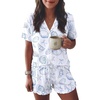 image:imageEkouaer Womens Pajama Sets Button Down Short Sleeve Top and Shorts Cute Ruffled Pjs Sets SleepwearShell World