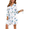image:imageEkouaer Womens Robes Lightweight 34 Sleeve Short Knit Bathrobe Soft Knee Length Sleepwear Robes with Pockets SXXLBlue Floral
