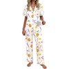 image:imageEkouaer Womens Silky Satin Pajamas Set Short Sleeve Button Down Sleepwear 2 Piece Lounge Set Pj SetBaseball