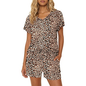 image:imageEkouaer Pajamas Set Women Casual Ruffle Sleeves Soft Comfy Loungewear Set with PocketsLeopard Print
