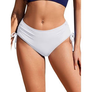image:imageEkouaer Women Bikini Bottoms Mid Waist Swim Bathing Suit Bottom Full Coverage Swimsuit ShortsXSXXLWhite