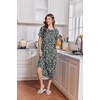 image:imageEkouaer 2 Pack Long Nightgowns for Women Short Sleeve Crew Neck Soft House Dress Loungewear Nightshirt with Pockets S3XLBlackBlue Floral