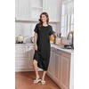 image:imageEkouaer 2 Pack Long Nightgowns for Women Short Sleeve Crew Neck Soft House Dress Loungewear Nightshirt with Pockets S3XLBlackBlue Flower