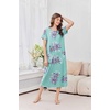 image:imageEkouaer 2 Pack Long Nightgowns for Women Short Sleeve Crew Neck Soft House Dress Loungewear Nightshirt with Pockets S3XLBlackBlue Flower