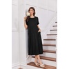 image:imageEkouaer 2 Pack Long Nightgowns for Women Short Sleeve Crew Neck Soft House Dress Loungewear Nightshirt with Pockets S3XLBlackPink Flower