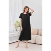 image:imageEkouaer 2 Pack Long Nightgowns for Women Short Sleeve Crew Neck Soft House Dress Loungewear Nightshirt with Pockets S3XLBlackPink Flower