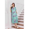 image:imageEkouaer 2 Pack Long Nightgowns for Women Short Sleeve Crew Neck Soft House Dress Loungewear Nightshirt with Pockets S3XLBlue FlowerPink Flower