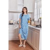 image:imageEkouaer 2 Pack Long Nightgowns for Women Short Sleeve Crew Neck Soft House Dress Loungewear Nightshirt with Pockets S3XLRed FloralBlue Floral