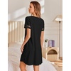 image:imageEkouaer Cotton Nightgowns for Women Short Sleeve Sleep Shirts TShirt Dress V Neck Nightshirt S3XLBlack