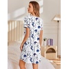 image:imageEkouaer Cotton Nightgowns for Women Short Sleeve Sleep Shirts TShirt Dress V Neck Nightshirt S3XLBlue Branches