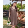 image:imageEkouaer Cotton Nightgowns for Women Short Sleeve Sleep Shirts TShirt Dress V Neck Nightshirt S3XLBrown