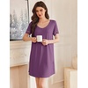 image:imageEkouaer Cotton Nightgowns for Women Short Sleeve Sleep Shirts TShirt Dress V Neck Nightshirt S3XLPurple