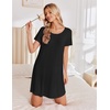 image:imageEkouaer Nightgowns for Women Bamboo Viscose Sleep Shirts T Shirt Night Gown Short Sleeve Nightshirt Cooling Pajama DressBlack