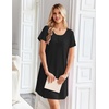 image:imageEkouaer Nightgowns for Women Bamboo Viscose Sleep Shirts T Shirt Night Gown Short Sleeve Nightshirt Cooling Pajama DressBlack