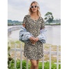 image:imageEkouaer Nightgowns for Women Bamboo Viscose Sleep Shirts T Shirt Night Gown Short Sleeve Nightshirt Cooling Pajama DressBlack Leopard