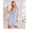 image:imageEkouaer Nightgowns for Women Bamboo Viscose Sleep Shirts T Shirt Night Gown Short Sleeve Nightshirt Cooling Pajama DressBlue Purple Tie Dye