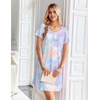 image:imageEkouaer Nightgowns for Women Bamboo Viscose Sleep Shirts T Shirt Night Gown Short Sleeve Nightshirt Cooling Pajama DressBlue Purple Tie Dye