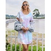 image:imageEkouaer Nightgowns for Women Bamboo Viscose Sleep Shirts T Shirt Night Gown Short Sleeve Nightshirt Cooling Pajama DressBlue Purple Tie Dye