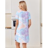 image:imageEkouaer Nightgowns for Women Bamboo Viscose Sleep Shirts T Shirt Night Gown Short Sleeve Nightshirt Cooling Pajama DressBlue Purple Tie Dye
