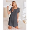image:imageEkouaer Nightgowns for Women Bamboo Viscose Sleep Shirts T Shirt Night Gown Short Sleeve Nightshirt Cooling Pajama DressDark Grey
