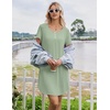 image:imageEkouaer Nightgowns for Women Bamboo Viscose Sleep Shirts T Shirt Night Gown Short Sleeve Nightshirt Cooling Pajama DressLight Green