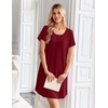 image:imageEkouaer Nightgowns for Women Bamboo Viscose Sleep Shirts T Shirt Night Gown Short Sleeve Nightshirt Cooling Pajama DressWine Red