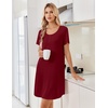 image:imageEkouaer Nightgowns for Women Bamboo Viscose Sleep Shirts T Shirt Night Gown Short Sleeve Nightshirt Cooling Pajama DressWine Red
