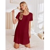 image:imageEkouaer Nightgowns for Women Bamboo Viscose Sleep Shirts T Shirt Night Gown Short Sleeve Nightshirt Cooling Pajama DressWine Red