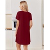 image:imageEkouaer Nightgowns for Women Bamboo Viscose Sleep Shirts T Shirt Night Gown Short Sleeve Nightshirt Cooling Pajama DressWine Red