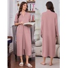 image:imageEkouaer Zipper Robes for Women Long Sleeve Lightweight House Coats with Pockets Zip Up Bathrobe Loungewear S3XLMisty Rose