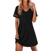 image:imageEkouaer Cotton Nightgowns for Women Short Sleeve Sleep Shirts TShirt Dress V Neck Nightshirt S3XLBlack