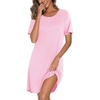 image:imageEkouaer Nightgowns for Women Bamboo Viscose Sleep Shirts T Shirt Night Gown Short Sleeve Nightshirt Cooling Pajama DressPink