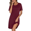 image:imageEkouaer Nightgowns for Women Bamboo Viscose Sleep Shirts T Shirt Night Gown Short Sleeve Nightshirt Cooling Pajama DressWine Red