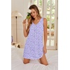 image:imageEkouaer Nightgowns for Women Bamboo Viscose Night Gown Sleeveless Sleep Shirts Tank Sleep Dress Vneck SleepwearFloral Purple