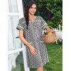 image:imageEkouaer Nightgowns for Women Cotton House Dress with Pockets Button Down Night Gown Short Sleeve Duster Housecoat S3XLBlack White Flowers