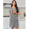 image:imageEkouaer Nightgowns for Women Cotton House Dress with Pockets Button Down Night Gown Short Sleeve Duster Housecoat S3XLBlack White Flowers