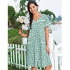 image:imageEkouaer Nightgowns for Women Cotton House Dress with Pockets Button Down Night Gown Short Sleeve Duster Housecoat S3XLGreen White Florals