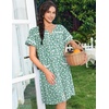 image:imageEkouaer Nightgowns for Women Cotton House Dress with Pockets Button Down Night Gown Short Sleeve Duster Housecoat S3XLGreen White Florals