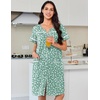 image:imageEkouaer Nightgowns for Women Cotton House Dress with Pockets Button Down Night Gown Short Sleeve Duster Housecoat S3XLGreen White Florals