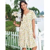 image:imageEkouaer Nightgowns for Women Cotton House Dress with Pockets Button Down Night Gown Short Sleeve Duster Housecoat S3XLYellow Green Leaf