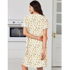 image:imageEkouaer Nightgowns for Women Cotton House Dress with Pockets Button Down Night Gown Short Sleeve Duster Housecoat S3XLYellow Green Leaf