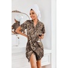 image:imageEkouaer Womens Satin Nightshirt Button Down Sleepshirt Silk Short Sleeve Nightgown Boyfriend Notch Collar SleepwearGold Leopard