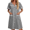 image:imageEkouaer Nightgowns for Women Cotton House Dress with Pockets Button Down Night Gown Short Sleeve Duster Housecoat S3XLBlack White Flowers