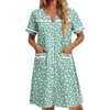 image:imageEkouaer Nightgowns for Women Cotton House Dress with Pockets Button Down Night Gown Short Sleeve Duster Housecoat S3XLGreen White Florals