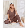image:imageEkouaer Pajamas for Women Set Short Sleeve Lounge Set Jogger Pants Pjs Soft Sleepwear with Pockets SXXLBrown
