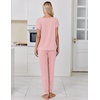 image:imageEkouaer Pajamas for Women Set Short Sleeve Lounge Set Jogger Pants Pjs Soft Sleepwear with Pockets SXXLPink