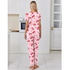 image:imageEkouaer Pajamas for Women Set Short Sleeve Lounge Set Jogger Pants Pjs Soft Sleepwear with Pockets SXXLPink Bow Knot