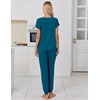 image:imageEkouaer Pajamas for Women Set Short Sleeve Lounge Set Jogger Pants Pjs Soft Sleepwear with Pockets SXXLTeal