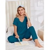 image:imageEkouaer Pajamas for Women Set Short Sleeve Lounge Set Jogger Pants Pjs Soft Sleepwear with Pockets SXXLTeal